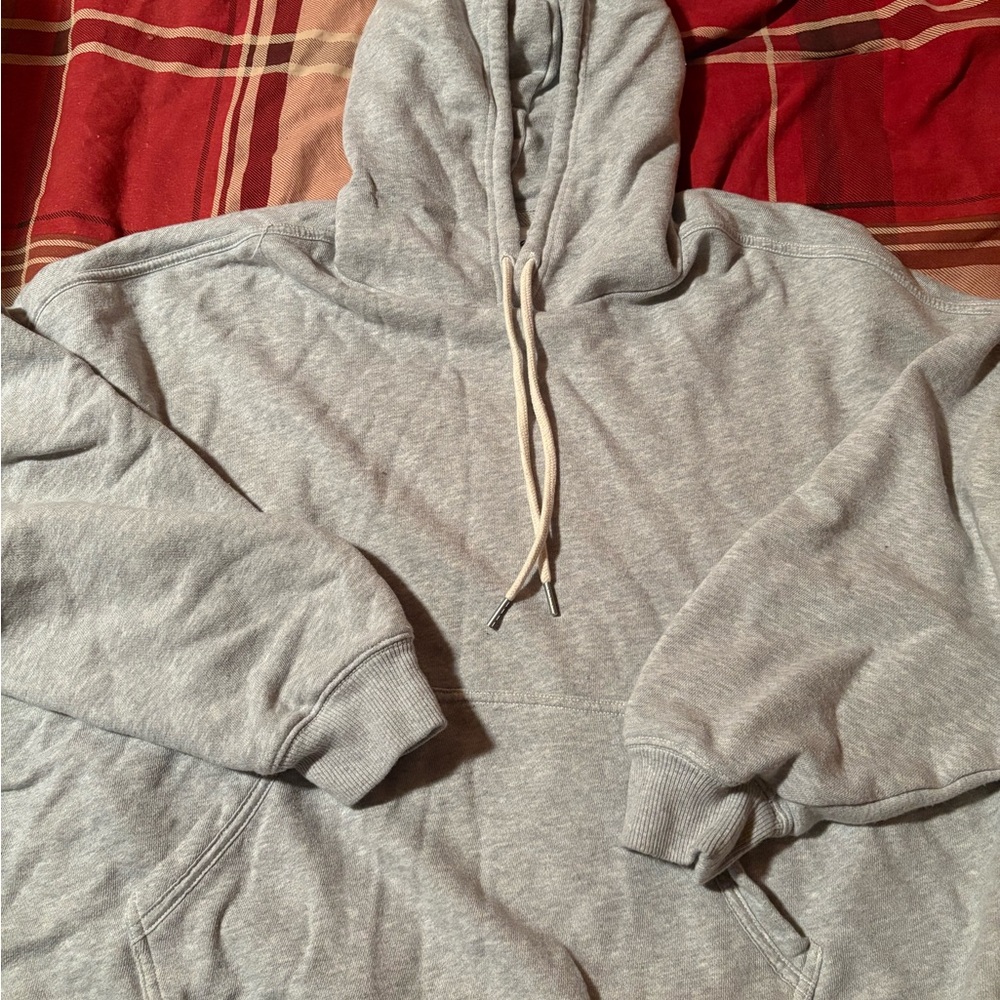 Classic Gray Hooded Pullover Sweatshirt Cropped